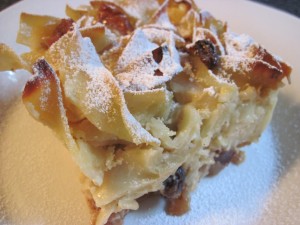 sweet noodle kugel warm from the oven