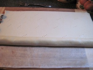 then rolled up halfway