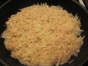 potato just added to the skillet