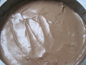 top with 1 cup of mousse and spread out thinly