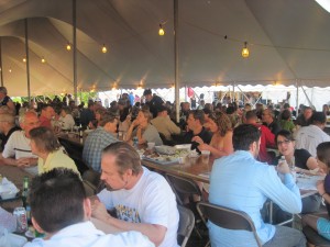 packed outdoor seating