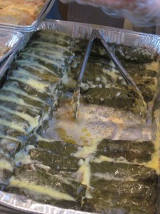 grape leaves with rice and meat with egg lemon sauce