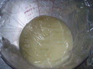 cover surface with plastic wrap, cool at room temp and then refrigerate