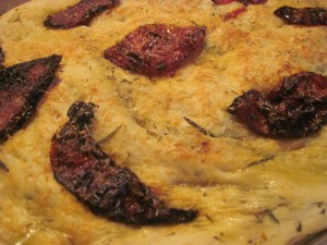 just out of the oven, drizzle with more olive oil and serve