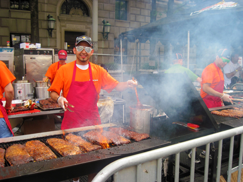 Famous Dave's grilling station