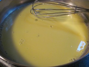 water and egg yolk mix before heating
