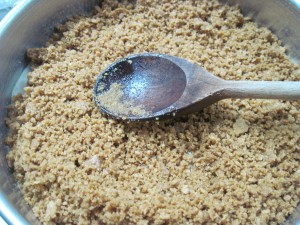 spread out crumbs using the back of a spoon