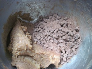 add 1 cup crushed chocolate to cinnamon swirl filling and mix together