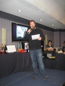 Brady Lowe announcing the winner