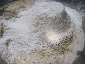 add all the flours together in the bowl
