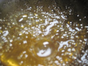 cook caramel to a honey amber color