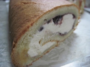 side view, sliced cake