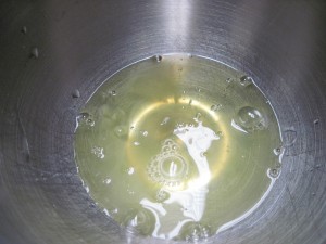add egg whites to bowl with a pinch of salt and whip until foamy before adding half the sugar