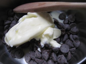 melt butter and chocolate together