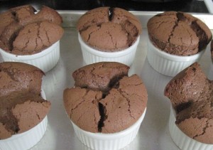finished dark chocolate souffles
