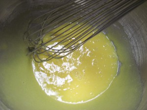 egg yolks and sugar before heating