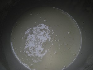 after adding lemon juice and re-whipping the egg yolk mixture