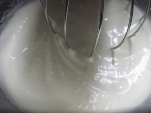 allow to cool and whip on the mixer until very fluffy