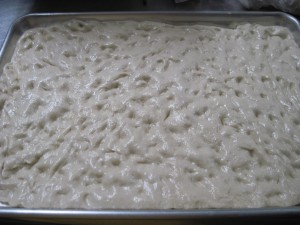the focaccia recipe is enough for one half sheet pan