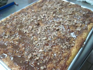 add the glaze while the focaccia is still warm