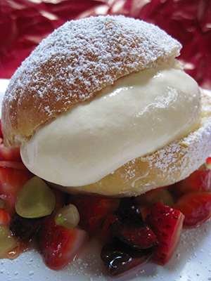 brioche sweet roll filled with home made semifreddo
