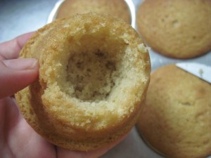 Trim the inside evenly to make a good size hole for the filling