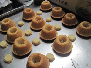 Trim the caps by cutting some of the inside cake to make room for the cream