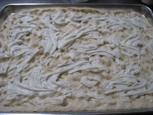 add the cream cheese to the focaccia dough first