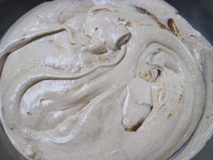 gently fold in the extra pumpkin butter to create thick swirls throughout the ice cream