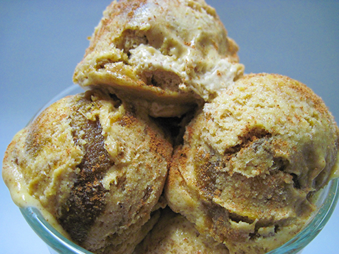 pumpkin semifreddo with whiskey pumpkin butter swirls