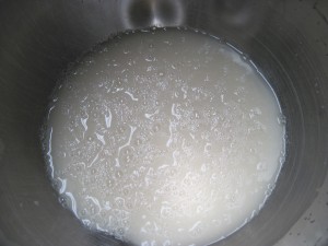 yeast and water mixed well together to start quick and easy ciabatta recipe