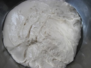 ciabatta dough is still very sticky and very wet
