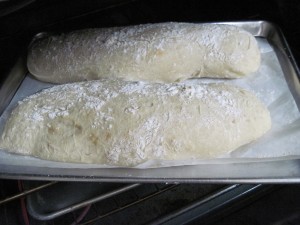 after 10-15 minutes flip the tray around in the oven and add more ice cubes to tray beneath this in the oven to create additional steam