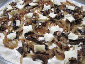 Add your toppings to the dough, then bake