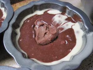 Add chocolate cream to the batter before baking