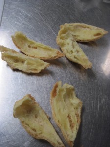 cut the top part of the eclair body in half and they become the wings