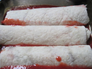 place the tortillas side by side in your baking dish