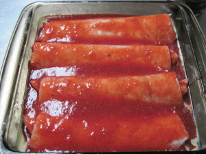 Pour the rest of the strawberry sauce over the tortillas, and allow them to sit at room temperature for 15 minutes before baking