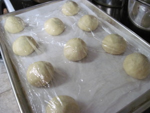 Proof the chocolate almond cream filled rolls