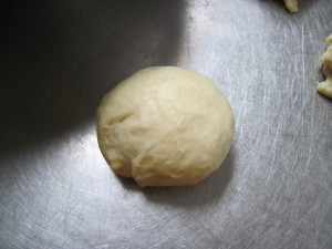 For Easter Bunny rolls, make a round ball first
