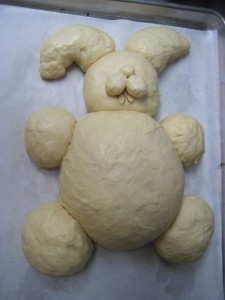 Easter Bunny bread ready to bake