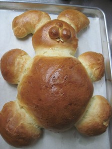 Easter Bunny bread just out of the oven