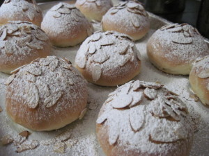 Bake until golden brown, then remove from oven and dust with powdered sugar