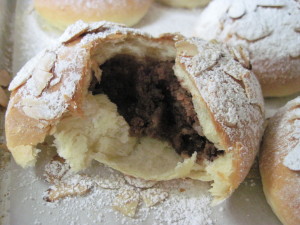 Chocolate almond cream filled brioche Easter Rolls