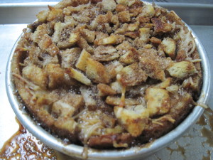 Place the cake pan onto a sheetpan and bake for 30 minutes at 350 F