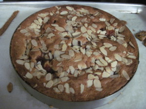 Bake the bakewell tart until golden brown and allow to cool completely
